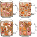 Tioncy 4 Pcs Fall Coffee Mugs 12 oz Pumpkin Harvest Glass Cups by Tioncy