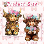2 Pack Highland Cow Resin Figurine Decor Macarons Candy Theme - Image 2