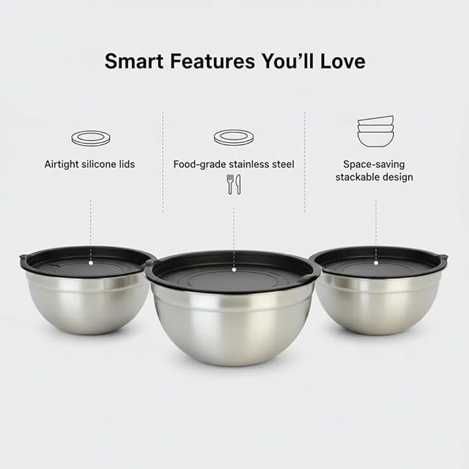 Mixing Bowls with Lids Set of 3 - Image 4