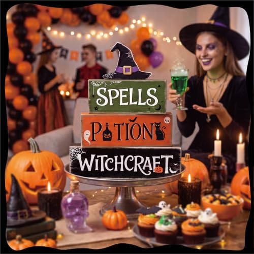 4 Pcs Hocus Pocus Decor, Vintage Halloween Decorations Indoor Table Sign - Image 5