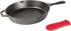 Lodge Cast Iron Skillet with Red Silicone Hot Handle Holder, 10.25-inch by Lodge