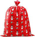 Giant Christmas Red Snowman Plastic Gift Bag (36"x44") - Jumbo Celebration Bag With Tag Card for Large Gifts - 1 PC by CCINEE