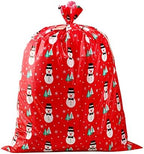 Giant Christmas Red Snowman Plastic Gift Bag (36"x44") - Jumbo Celebration Bag With Tag Card for Large Gifts - 1 PC by CCINEE