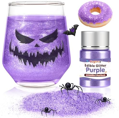 Edible Purple Glitter for Drinks,Food Grade 10g Luster Dust for Cocktails by Sugarzy