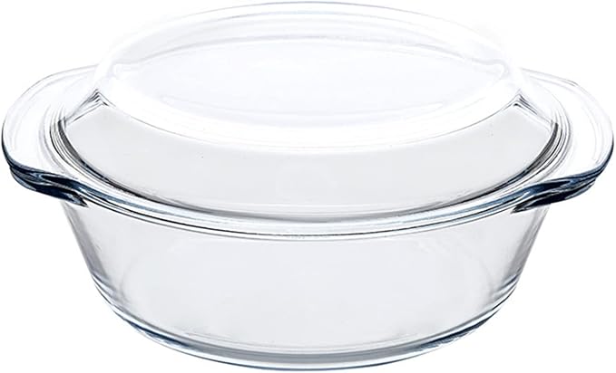 Casserole Baking Dish with 2 pcs, 1 QT large, Round with Handle and Lid - Image 2