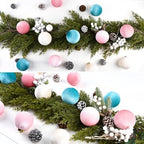 Velvet Christmas Ornaments Balls for Tree - 15pcs Pink & Teal Christmas Ornaments Shatterproof for Xmas Decorations - Multicolor Pink Teal Beige 80mm 3.15inch - Image 4