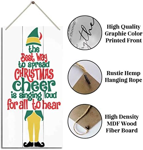 The Best Way To Spread Christmas Cheer, Winter Seasonal Wall Art Hanging Wooden Sign Merry Xmas Holiday Decorations for Home Outside Indoor - Image 5
