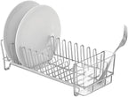 mDesign Kitchen Sink Dish Drainer – Small Metal and Plastic Dish Rack - Image 4