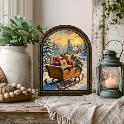 Christmas Gift Sleigh Arched Table Sign, Farmhouse Shelf Decor - Image 6