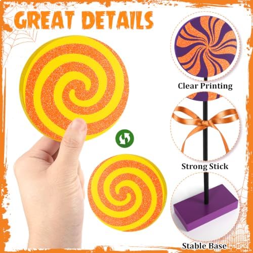 3 PCS Halloween Table Decorations Cute Wooden Candy Sign Set,Shiny - Image 5