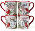 Certified International Evergreen Christmas 16 oz Ceramic Mugs – Set of 4 – Holiday Cardinal Design with Festive Sayings – Durable Stoneware Drinkware for Hot Cocoa, Coffee, Tea & Winter Gifting by CERTIFIEDINTERNATIONAL