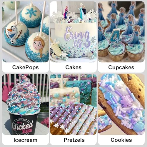 Frozen Sprinkles, Blue Purple Winter Snowflake Sprinkles for Cakes, 180g - Image 5