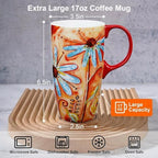Topadorn Set of 2 Ceramic Travel Mugs with Lid, 17oz Ceramic Coffee Mug - Image 3