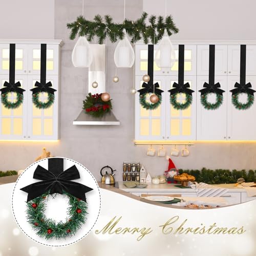 Retrowavy 12 Pcs Small Christmas Kitchen Cabinet Wreaths with Ribbon - Image 5
