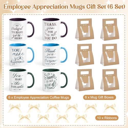 LemonRoad 6 Set Employee Appreciation Gifts 12 oz Thank You Mug and Mug Box - Image 2
