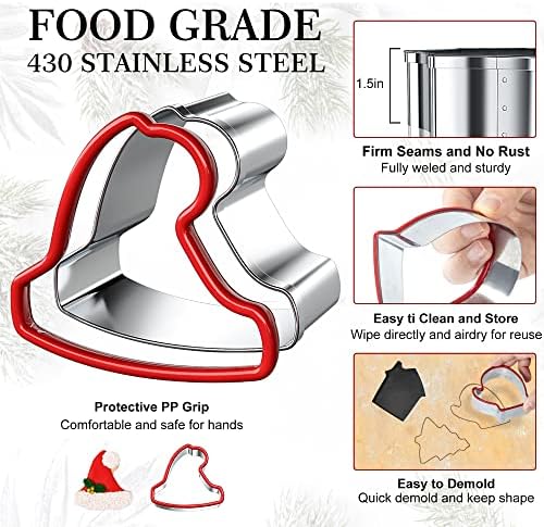 12Pcs Christmas Cookie Cutters Variety Pack, Metal Holiday Cookie Cutters - Image 4