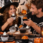 JarThenaAMCS 200Pcs Halloween Foil Cupcake Liners Black Silver - Image 7