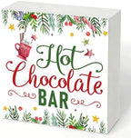 Hot Chocolate Bar Wood Box Sign, Christmas Kitchen Decor for Shelf by Unknown