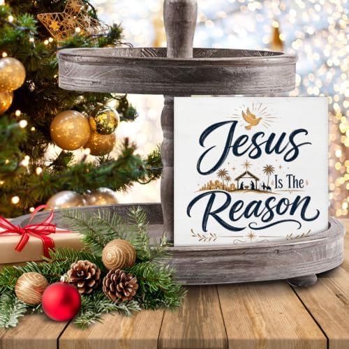 Christian Christmas Decor, Jesus is the Reason Christmas Wooden Sign - Image 7