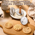 Cookie Stamps, Metal Christmas Cookies Press Cutter Mold with Wooden Handle, Cookie Decorating Supplies for DIY Baking, Cake, Pastry, Christmas (Silver-3*) - Image 2