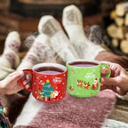 Mulbozy Set of 4 Stackable Christmas Mugs, 15.8 Oz Christmas Coffee Mug with Stand, Christmas Holiday Hot Cocoa Mugs for Mom Family Colleagues Friend & Farmhouse Cocoa Tray Decor - Image 6