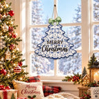 Chinoiserie Christmas Decorations Blue Floral Christmas Tree Wooden Sign - Image 6