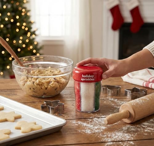 Holiday Sanding Sugar 3-Cell Bottle - Red, Green & White Christmas Decorating Sugar Crystals – 9.7oz Sparkling Baking Sprinkles for Cookies, Cupcakes, Gingerbread, Cakes & Holiday Treats - Image 2