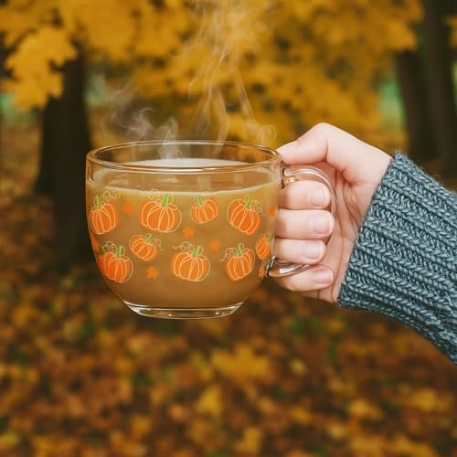 Sliner 6 Pcs Fall Pumpkin Coffee Mugs 16 oz Glass Irish Cups with Handle - Image 6
