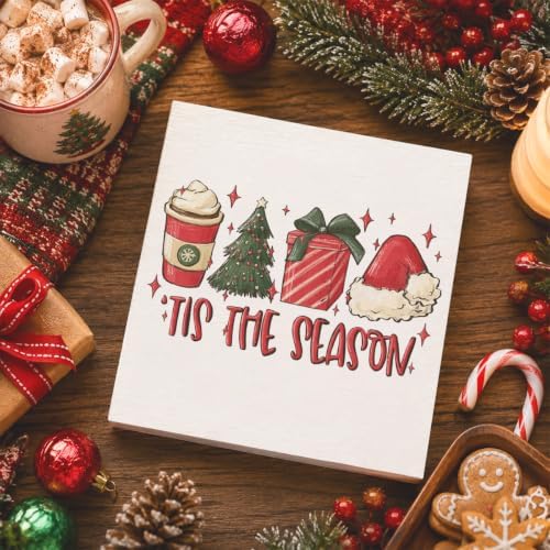 Christmas Decorations for Bedroom, Christmas Room Decor, Christmas Table Centerpieces, Christmas Tiered Tray Decorations Set, Wooden Box Sign Winter Latte Santa Presents Tree Coffee Farmhouse Decor - Image 4