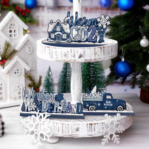 3Pcs Christmas Table Decorations, Blue Christmas Decor Indoor - Image 5