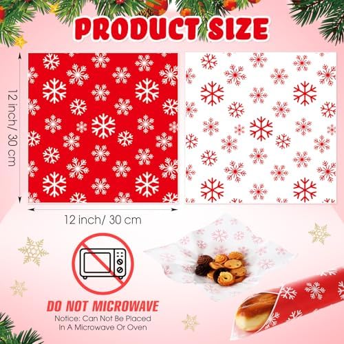 Marspark 100 Sheet Christmas Snowflake Wax Paper for Food 12 x 12 Inch - Image 3