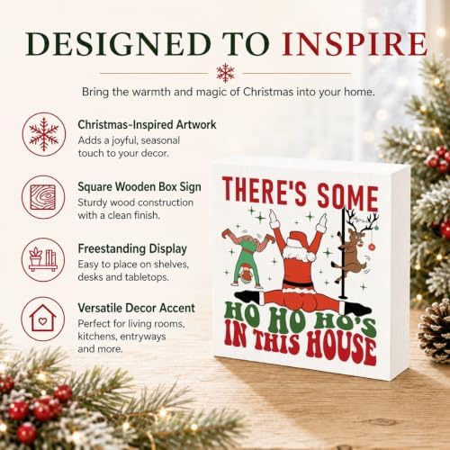 There's Some Ho Ho Ho's in This House Sign, Funny Christmas Wood Box Decor - Image 4