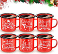 Yaomiao Christmas Enamel Mugs Set of 6 Red or Green Xmas Coffee Mugs Gifts 12 oz Hot Chocolate Holiday Cups with Handle Christmas for Men Women Coworkers Employee Gifts(Let It Snow,Red) by Yaomiao