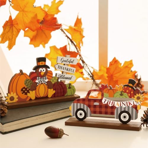 3 Pcs Fall Centerpieces for Tables, Wooden Autumn Fall Decorations for Home - Image 5