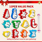 JOYIN 13PCS Christmas Cookie Cutters Set in Stainless Steel with a Rolling Pin for Xmas Holiday Party Baking Supplies, Gingerbread Men, Socks, Christmas Tree, Snowflake, Candy Cane for Baking - Image 2