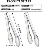 2 Pack Serving Tongs Serving Utensils Salad Tongs Metal Buffet Tongs Non-slip & - Image 4