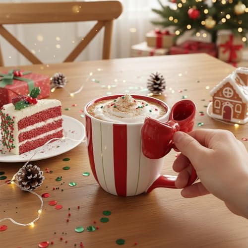 Christmas Mugs Ceramic Cute Bow Shape Coffee Mug with Handle Unique Holiday Hot Cocoa Cup Perfect for Tea & Coffee Lovers, Gifts for Family or Children, Dishwasher Safe(13 OZ) - Image 5