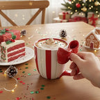 Christmas Mugs Ceramic Cute Bow Shape Coffee Mug with Handle Unique Holiday Hot Cocoa Cup Perfect for Tea & Coffee Lovers, Gifts for Family or Children, Dishwasher Safe(13 OZ) - Image 5