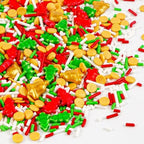 Edible Jimmies Sprinkles for Cake Decorating, 150g/5.29oz, Green & Red Tree Sprinkles, Gold Bell Yellow Nonpareils & White Sugar Mix, Cookies Cupcake Decorations, Baking Party Birthday Supplies by Joyvitas