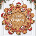 Gingerbread Christmas Decorations Merry Christmas Wreath Wooden Sign by GUDIO