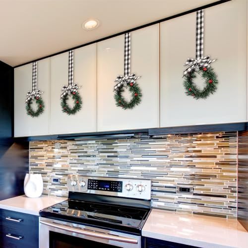 Retrowavy 12 Pcs Small Christmas Kitchen Cabinet Wreaths with Ribbon - Image 3