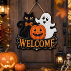 Halloween Party Decorations - Halloween Welcome Wreaths Sign for Front Door - Image 2