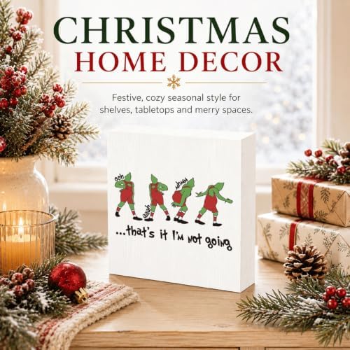 That's It I'm Not Going Sign, Funny Christmas Wood Box Shelf Decor - Image 2