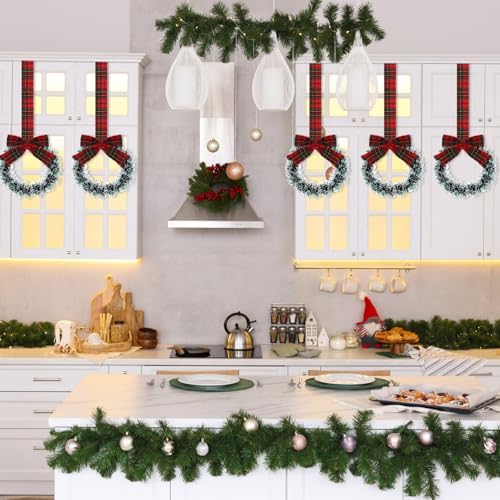 Retrowavy 12 Pcs Small Christmas Kitchen Cabinet Wreaths with Ribbon - Image 6