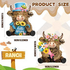 2 Pack Spring Highland Cow Figurine Decor, Spring Table Decor - Image 3