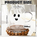 Didaey 4 Pcs Halloween Ghost Glass Mugs with Handle 12 oz Cute Milk Cup - Image 2