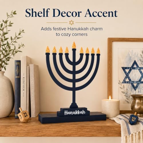 Hanukkah Sign, Metal Menorah Decor for Home Table, Mantel & Shelf - Image 7