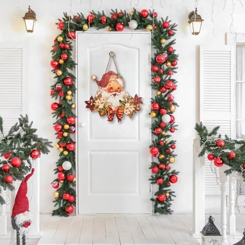 Christmas Decorations Christmas Hanging Wooden Sign - Vintage Style Santa Claus Welcome Sign for Front Door Xmas Wall Hanging Decor for Indoor Outdoor Christmas Party Supplies - Image 3