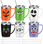 6 Pcs Halloween Coffee Mug 16 Oz Insulated Stainless Steel Gift Cup by Kritkin