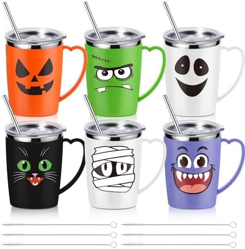 6 Pcs Halloween Coffee Mug 16 Oz Insulated Stainless Steel Gift Cup by Kritkin